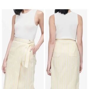 Banana Republic | Linen-Cotton Wrap Skirt | Dandelion Yellow Stripe | Size 6